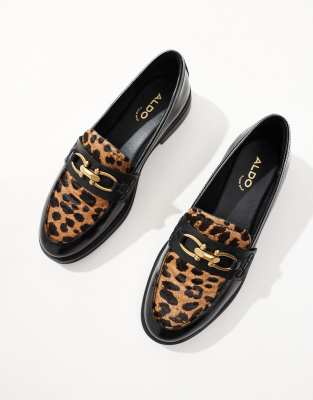 ALDO Bissom loafers in black and leopard leather | ASOS display picture 2