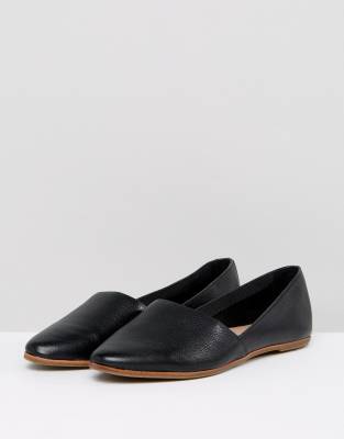 aldo blanchette black leather flat shoes