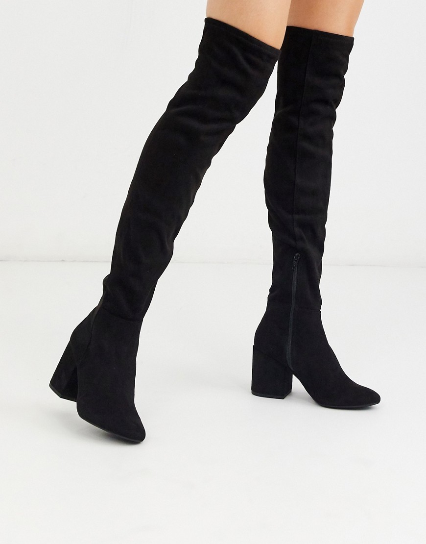 ALDO block heel knee boots in black