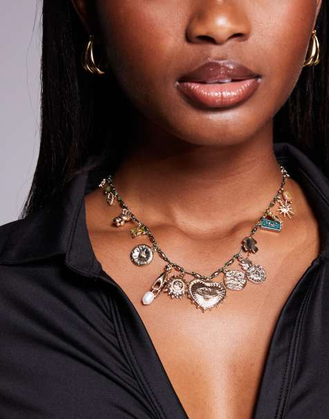 ALDO bohemian statement charm necklace in gold tone - view 1