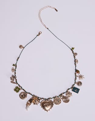 Aldo Bohemian Statement Charm Necklace In Silver