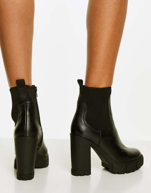 Rejse tiltale Drejning træt ALDO Bolder leather chunky heeled ankle boots in black | ASOS