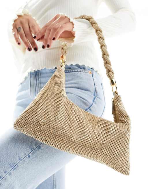 ALDO - Borsa da spalla slouchy in maglia metallica color oro