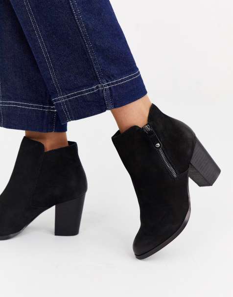 ALDO - Bottines à fermeture éclair latérale avec bout rond et talon mi-haut - Noir