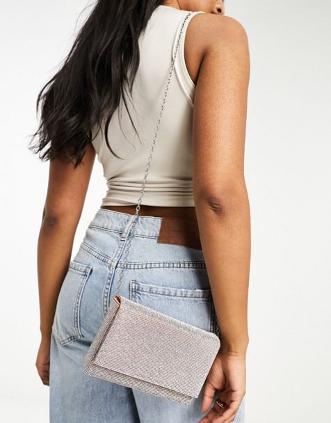 ASOS DESIGN sequin fanny pack in silver