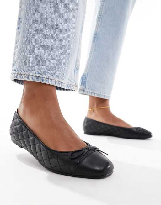 Quilted leather ballet store flats