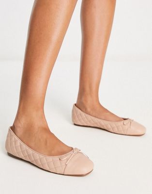 ALDO Braylynn quilted ballets in beige leather - ASOS Price Checker