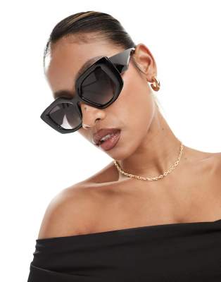 ALDO Buenos oversized square bevelled sunglasses in black