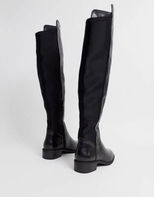 leather over knee flat boots
