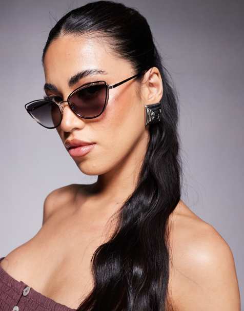 ALDO – Calanderiel – Cat-Eye-Sonnenbrille aus Metall in Schwarz und Silberoptik - view 1