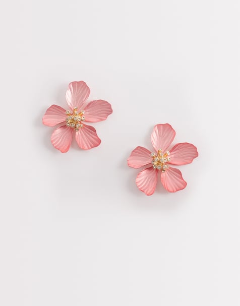 ALDO cammelia flower earrings in pink - view 1