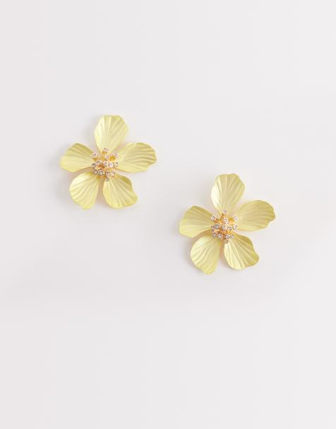 ALDO cammelia flower earrings in yellow - view 1