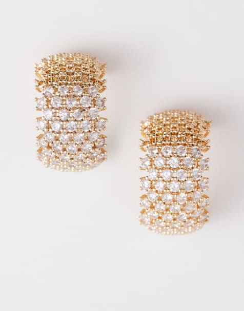 ALDO Cammille pave chunky hoops in gold - view 1