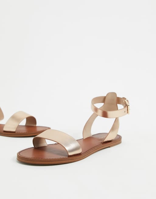 ALDO camporodo leather two part flat sandals in metallic ASOS