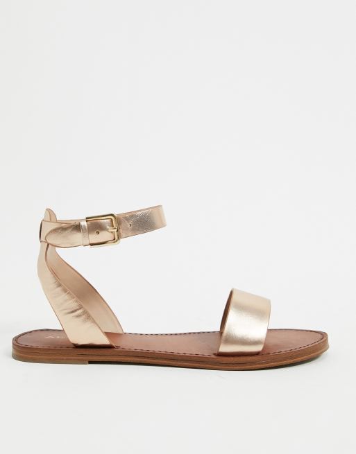 ALDO camporodo leather two part flat sandals in metallic ASOS