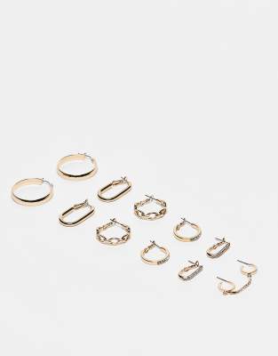 ALDO Carenalieta pack of 6 multi hoop earrings in silver