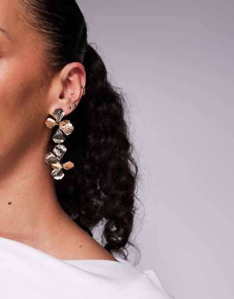 ALDO – Carmelia – Auffällige Hängeohrringe mit Blumendesign in Gold - view 1