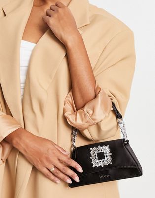 ALDO Carre mini grab bag with crystal embellishment in black - ASOS Price Checker