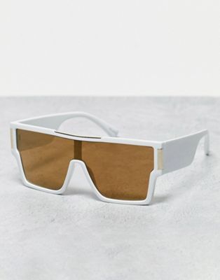 ALDO Carven visor sunglasses in white and gold