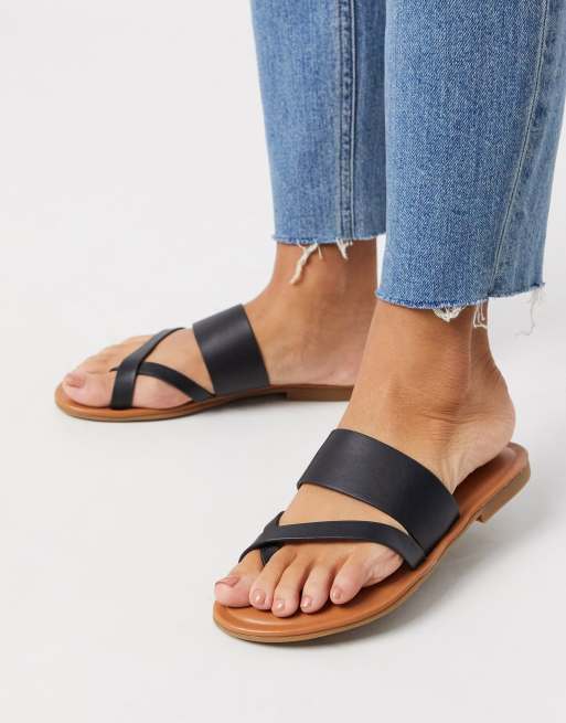 ALDO Celodia flat sandal in black leather ASOS