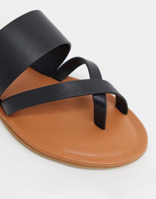 ALDO Celodia flat sandal in black leather ASOS