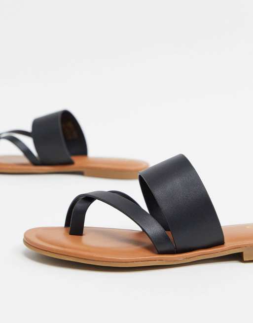 ALDO Celodia flat sandal in black leather ASOS