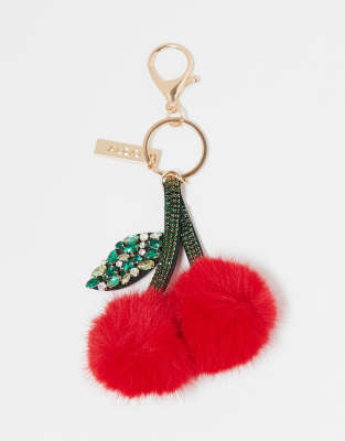 Cheerycherry cherry bag charm in gold-Red