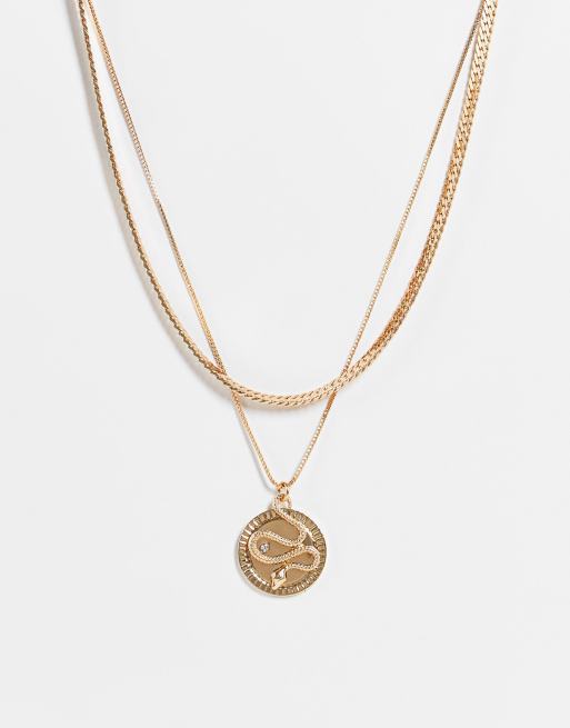 ALDO Chiamma multirow necklace with pendant in gold | ASOS