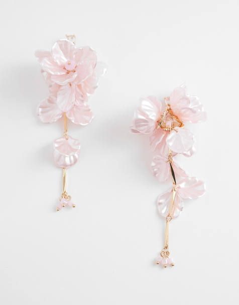 ALDO chicflora statement flower drop earrings in pink - view 1