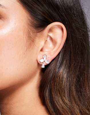ALDO ALDO cirehar pale flower and crystal drop earrings in gold