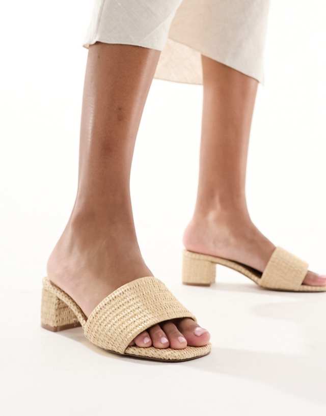 ALDO - claudina woven mid heeled mule sandals in open natural