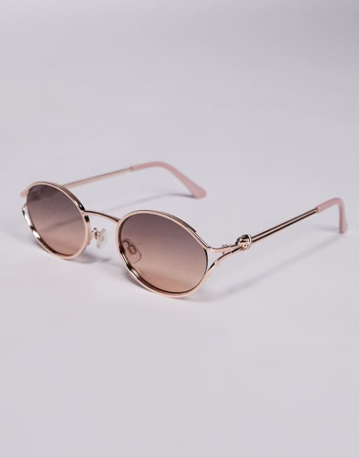 ALDO clubsunnies slim metal oval sunglasses in gold and pink, 2 of 3