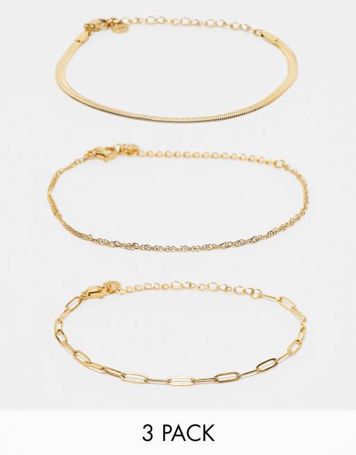 ALDO - Confezione da 3 bracciali a catenina color oro in acciaio inossidabile
