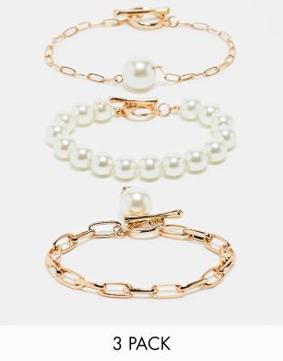 ALDO - Confezione da 3 bracciali color oro con perle