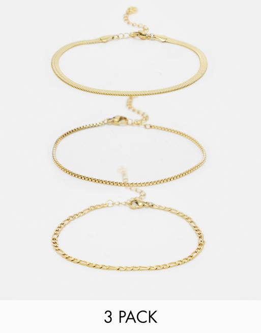 ALDO - Confezione da 3 bracciali in acciaio inossidabile con catenina figaro e snake color oro