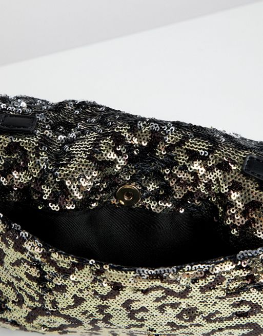 Aldo Conga Sequin Leopard Print Foldover Clutch Bag, $26