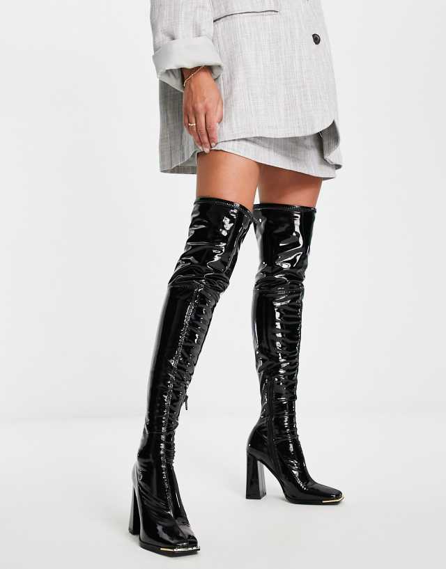 ALDO Cosmo over the knee boots in black patent