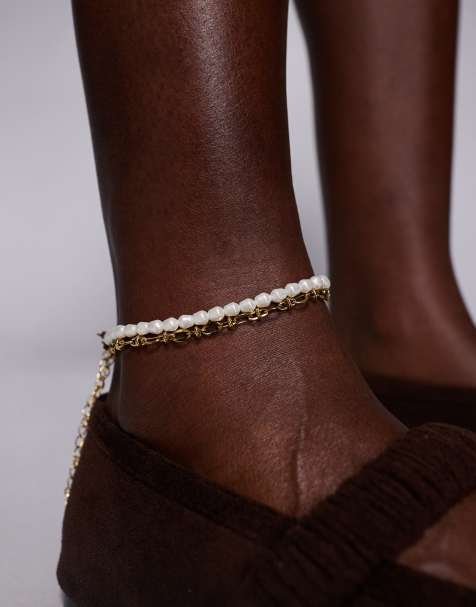 ALDO courtsiide stainless steel chain anklet in gold - view 1