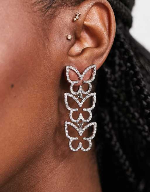 ALDO Craelle butterfly shape drop earrings in silver | ASOS