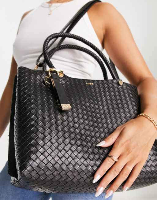 ALDO – Criratha – Tragetasche in Schwarz mit Web-Design 