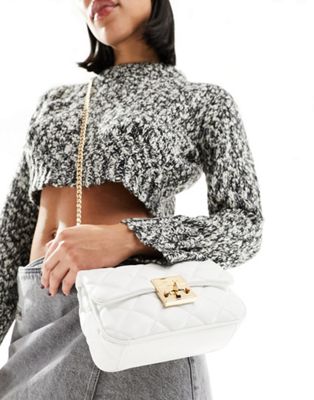ALDO crossbody quilted bag with chain strap in white - ASOS Price Checker