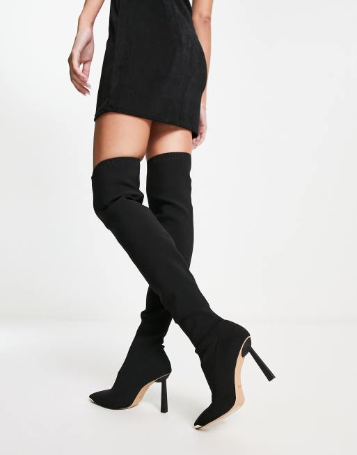 Over the knee outlet boots with stretch back