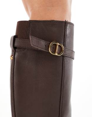 Aldo Curculios Block Heel Round Toe Knee Boots In Black