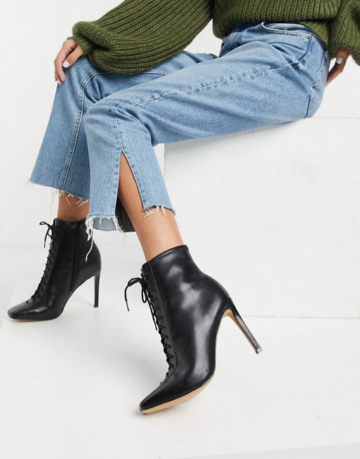 ALDO Cyril lace up stiletto boot in black leather