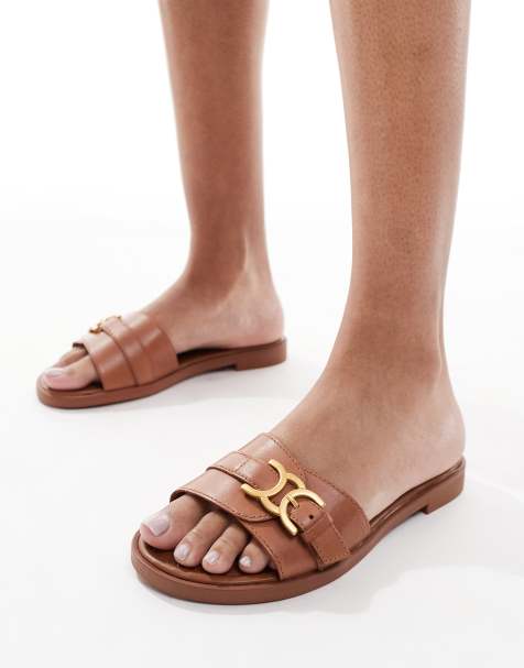 ALDO - Dallaedar - Platte sandalen in lichtbruin leer - view 1