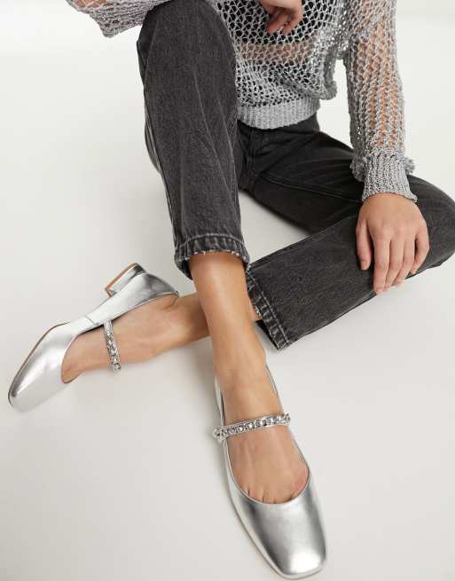ALDO – Dallaledar – Schuhe im Mary-Jane-Design in Silber
