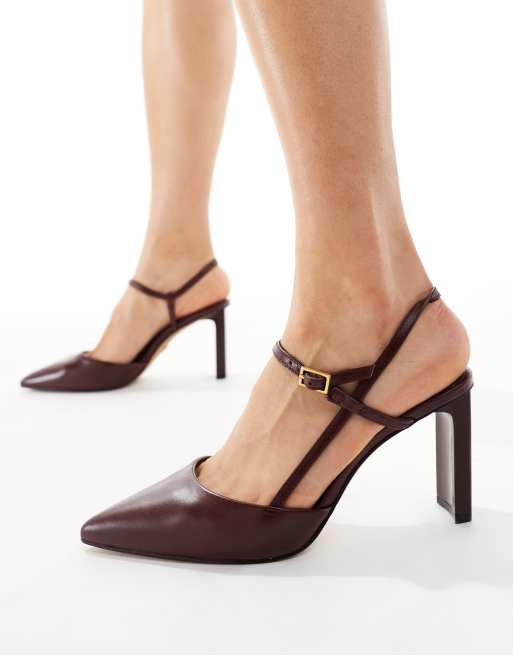 ALDO - Darabriver Bordon - Scarpe décolleté in pelle bordeaux con cinturino sul retro, 4 di 4
