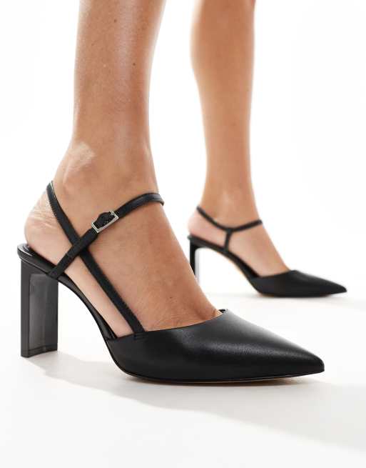 ALDO – Darabriver – Czarne skórzane buty na obcasie z paskiem za piętą