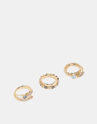 ALDO - Daralaenna - 3er-Pack Ringe in Gold mit Augendetails-Goldfarben