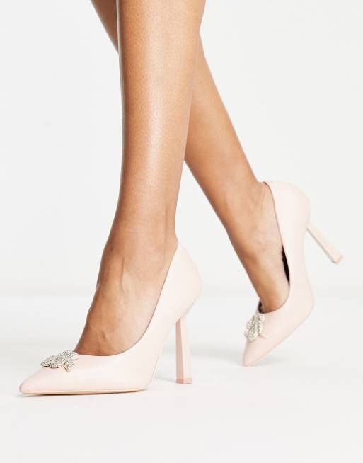 ALDO Dauphine embellished pointed heeled shoes in bone leather ASOS